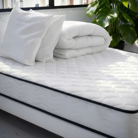 Ensemble Matelas et Sommier Tapissier 140x190 cm - Matelas+Sommier+Couette 220x240cm +2 Oreillers 60x60cm(deux colis)