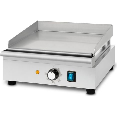 VERTES Grillplatte Bratplatte Plancha Grill Elektrisch 1400W aus Edelstahl Grillfläche Glatt 32x26cm, Thermostat, Temperatur 50-300°C, Spritz & Wärmeschutz, Auffangbehälter, Gummifüße (1/5)