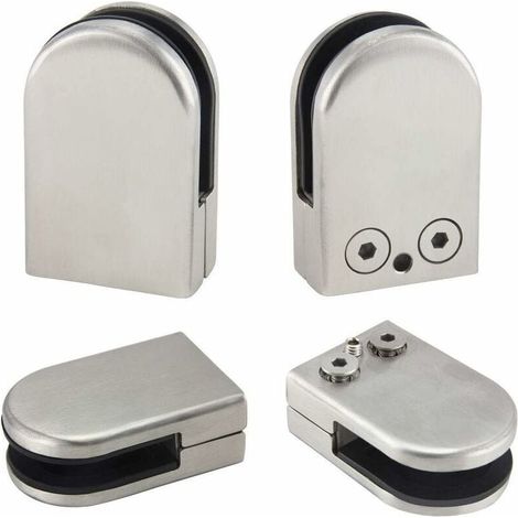 4 pezzi Supporto per morsetto in vetro da 6-8 mm, in acciaio inox, con clip per vetro, regolabile, con supporto per morsetto di collegamento posteriore piatto, per balaustra, corrimano, scale, finestr (1/4)