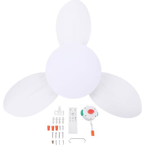Ventilateur de plafond à montage encastré, 25 pouces, petite LED à intensité variable, moteur à courant continu silencieux à 6 vitesses, pour Patio, cuisine, chambre à coucher, blanc (1/5)