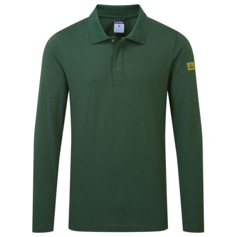 Polo antiestático ESD de manga larga PORTWEST AS23 XXL Verde bosque