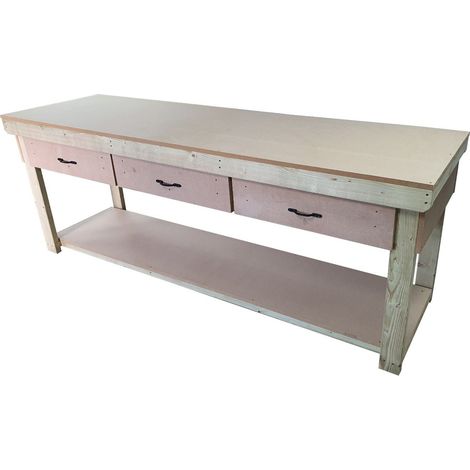 Wooden MDF Top Workbench With Drawers (V1), 7ft (210cm)