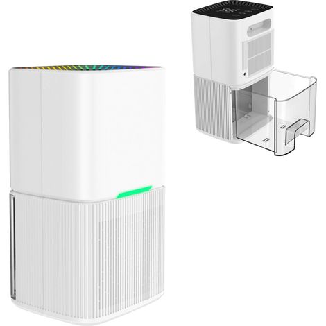 Déshumidificateur électrique 1,6, Déshumidificateur Silencieux avec Fonction Minuterie et Veilleuse Colorée Arrêt Automatique Dégivrage pour Maison Chambre Salle de Bain sous-Sol