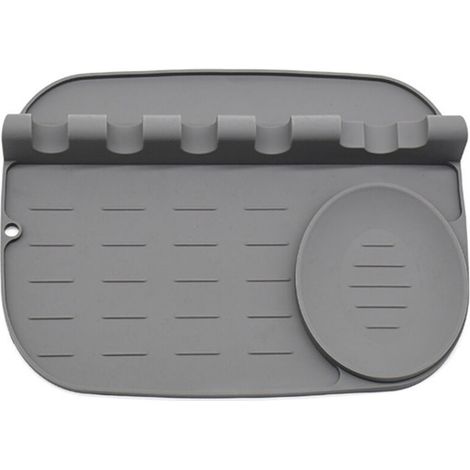 Plateau de cuisine Plateau à couverts en silicone Plateau à cuillère Plateau à cuillère de cuisine Support en silicone résistant à la chaleur avec égouttoir (1/4)