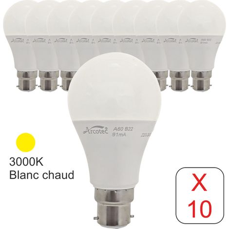 [JAMAIS UTILISÉ] Lot de 10 ampoules LED B22 standard 11,1W 1055Lm 3000K - garantie 2 ans (1/4)