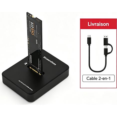 Boîtier SSD M.2 - Lecteur SSD NVMe/SATA, boîtier externe USB 3.2 pour disques durs M.2 (1/3)