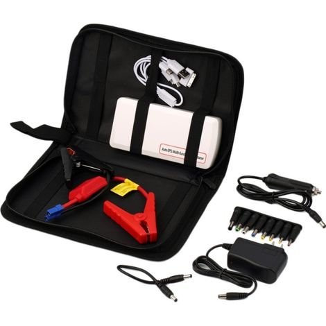 TRADE SHOP - Avviatore Emergenza Con Borsa Auto Luce Starter Power Bank 9000mah Portatile Pinze Batteria -