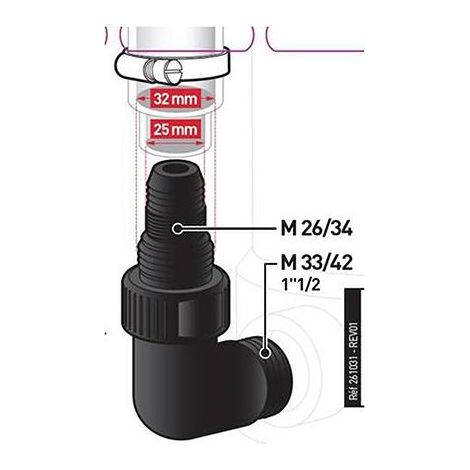 SPIDO - Coude de rechange vide-cave M 33/42 - M 26/34 - 25/30
