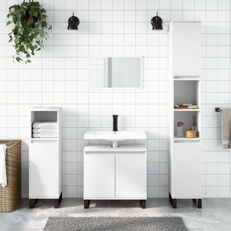 Meuble de salle de bain Vintage,Aromire de rangement Toilette blanc 58x33x60 cm bois d'ingénierie -71660 (1/5)