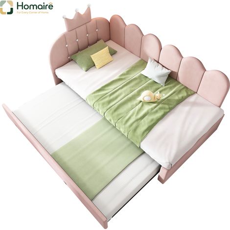 Cadre de lit velours rose 203 x 98 x 95 cm HOMAIRE (1/5)