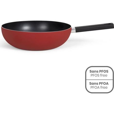 Premier Chef - Wok 32 cm - LIVOO - MEP156R - Antiadhésif sans PFOA ni PFOS - Manche silicone - Tous feux dont induction (1/4)