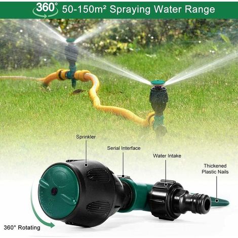 VURAHOME - Arroseur de Jardin, Arroseur de Pelouse Arroseur Rotatif à 360°pour 4-7m Arrosage de Grandes Surfaces, Pulvérisateur Arroseur pour Jardin/Pelouse/Irrigation (1/4)