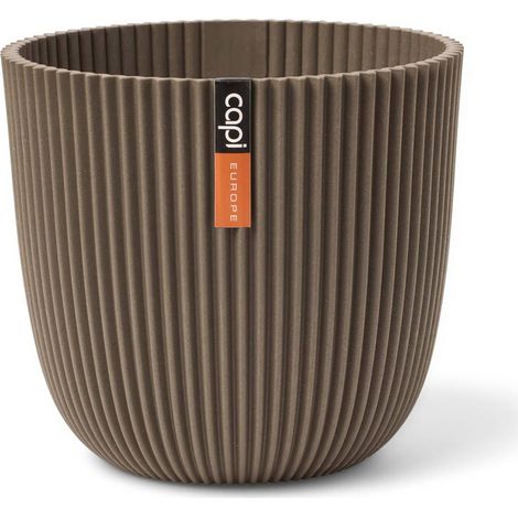 Capi Europe Übertopf Groove Kugel Taupe Ø 21,5 - Kunststoff