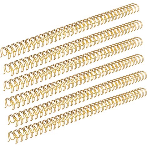 Lot de 100 spirales de reliure double fil métal 34 boucles pas 3:1 pour papier A4 capacité 120 feuilles diamètre 14.3mm doré (1/5)