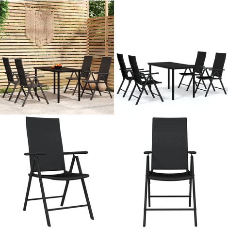 Ensemble à manger de jardin 5 pcs Noir - Table de jardin - Chaises de jardin (1/5)