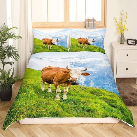 Bettwäsche-Set 155x220 cm mit Kuh-Motiv, 2-teilig, 100% Mikrofaser