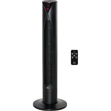 Ventilateur colonne silencieux 45W 4 modes 3 vitesses oscillation 70° minuterie 12h noir 31,5 x 31,5 x 96 cm