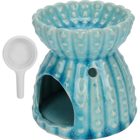 Brûleur d'huiles essentielles en céramique, diffuseur d'arômes, réchaud à bougie, porte-bougie bleu, décoration maison. (1/5)