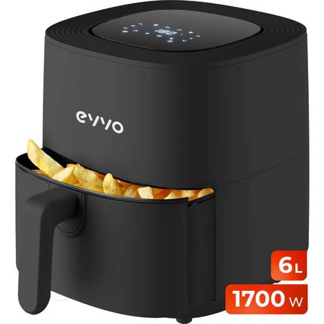 Friteuse à air sans huile EVVO Tasty Fryer 6 L, 1700 W, technologie Dual Cyclone, revêtement antiadhésif, multifonction (1/5)