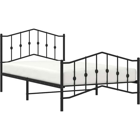 Bettgestell mit Kopf- und Fußteil Metall Schwarz 100x200 cm vidaXL (1/5)
