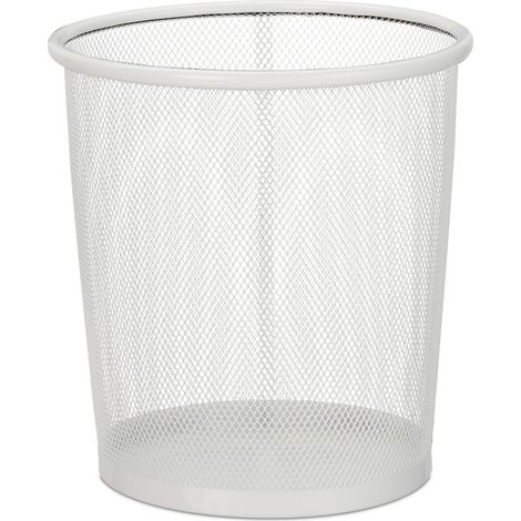 Papelera redonda elegante oficina 24 x 23 cm diseño sencillo decorativo en acero blanco 130008575 (1/4)