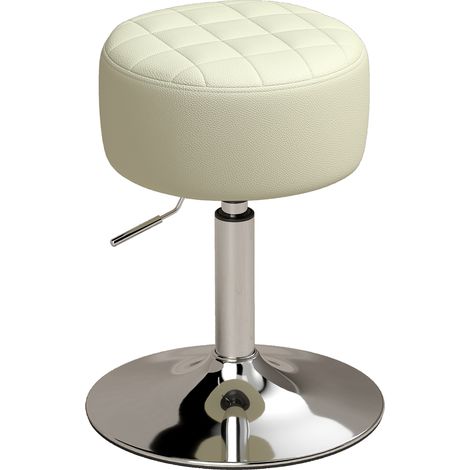 HOMCOM Sgabello da Bar Girevole con Altezza Regolabile, in Pelle PU, Bianco (1/5)