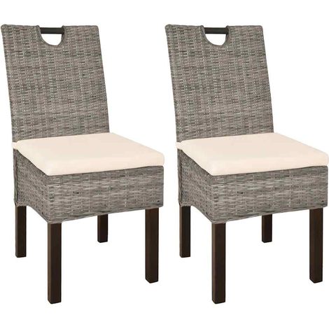 vidaXL Dining Chair 2 pcs Kubu Rattan Mango Wood
