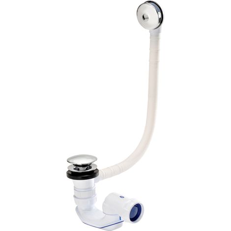 Nicoll – Vidage baignoire Easyclic Tube 1m – Étanchéité rapide avec joints co-injectés – Débit élevé – Siphon compact avec commande au pied (1/2)