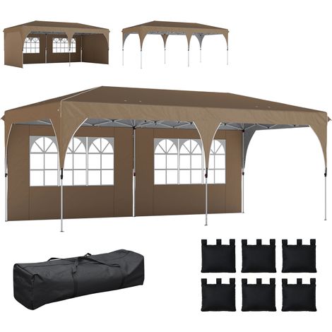 Tente pliante 6 x 3 m avec bandes réfléchissantes, protection UPF 50+, montage facile, système de verrouillage centralisé, imperméable, beige (1/5)
