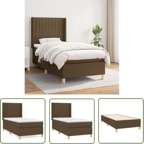 The Living Store Boxspringbett mit Matratze Dunkelbraun 100x200 cm Stoff - Boxspringbett - Doppelbett - Bettenrahmen - Lattenrost - Massivholzbette (1/5)