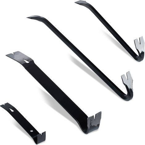 Relaxdays Set leve 4 pz, con leve per demolizione e leve decorative, acciaio, nero