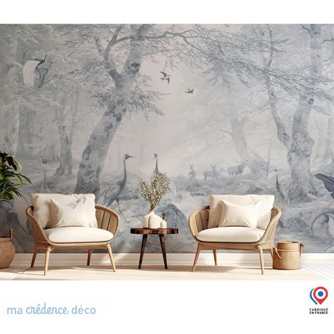 Papier peint : Forêt, rivière et animaux - Intissé - L.200 x H.280 cm (1/5)