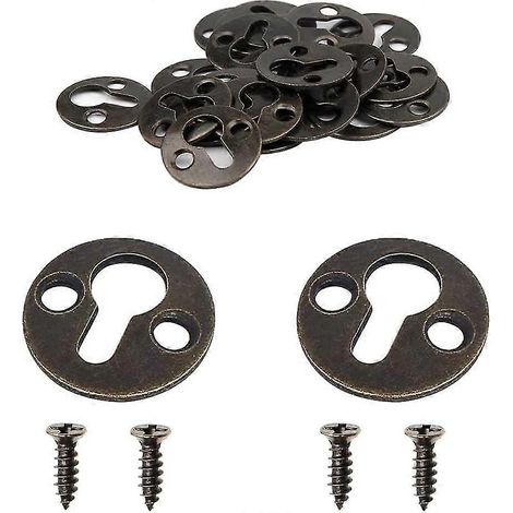 50 pièces de fixations métalliques rondes de 25 mm/1 pouce à trou de serrure pour étagères, cadres photo et plaques de suspension (bronze antique)-AquaForge (1/5)