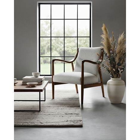 Ambre - Fauteuil scandinave en bois massif chêne et en lin (1/5)