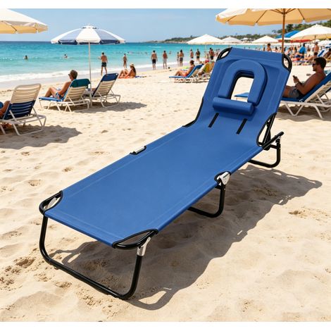 WILITTO  Transat de Jardin Pliable avec Trou pour le Visage - 4 Positions, Tissu Oxford, Coussin Confortable, pour Plage et Jardin (1/5)