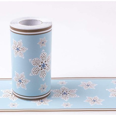 Frises Papier Peint fleurs blanches 10 X 1000CM Moulure Murale Autocollant Murals Adhesif Murale Plinthe Adhesive PVC
