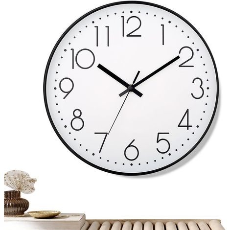 Horloge Murale Salle De Bain Décoration Intérieure Horloge Silencieuse 25 cm Salle de Bain pour Salon Bureau Classe Camping-car Extérieur École Maison Senior Chambre Enfant (1/5)