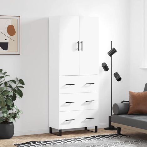 Buffet de Salon,Buffet Commode industriel haut Blanc 69,5x34x180 cm Bois d'ingénierie -QS27684 (1/5)