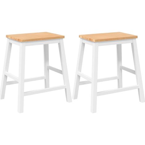 Lot de 2 Tabourets de bar,Chaise de bar blanc bois massif d'hévéa CFW132054 (1/5)