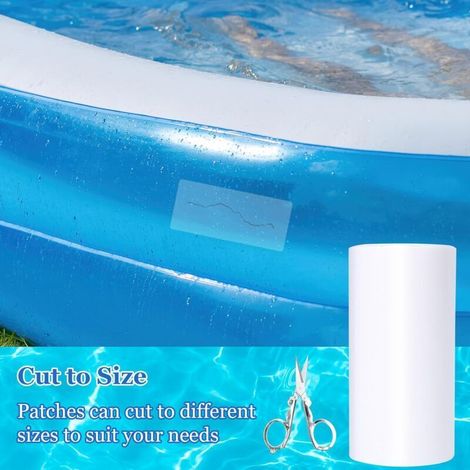 Liner Piscine Kit de Réparation Piscine en TPU Auto-Adhésifs, Patch étanche sous l'eau, Patchs Réparation de Tente, Ruban Réparation 10 cm x 100 cm pour lit d'eau, Piscine, Liner de (1/3)