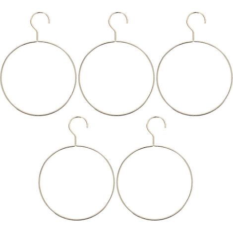 Lot de 5 cintres ronds en fer, cintres ronds créatifs pour foulards, cintre rond en métal (doré)-25.50X17.80X0.40CM-Golden (1/3)