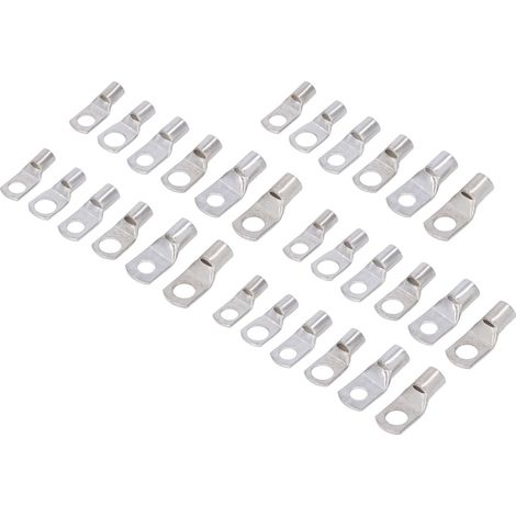 Lot de 30 cosse à œil tubulaire SC16 SC25 SC35 en cuivre étamé H59-1, bornes annulaires pour câble 16/25/35mm² trou 8/10mm, boîte rangement (1/5)