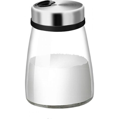 Shaker En Verre Résistant à la Chaleur - Bocal À Épices En Acier Inoxydable Miroir - Pour Cuisine Intérieure - Lot De 1 (1/5)