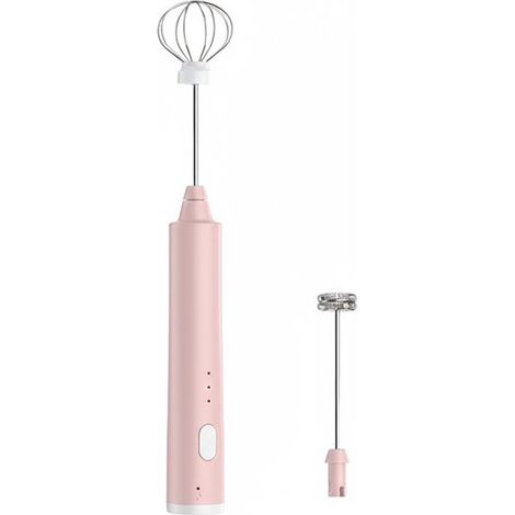 Mini batteur électrique Longziming – Sans fil – 3 modes – Mousseur à café et batteur à œufs – Multifonctionnel – avec 2 fouets à œufs – Rose