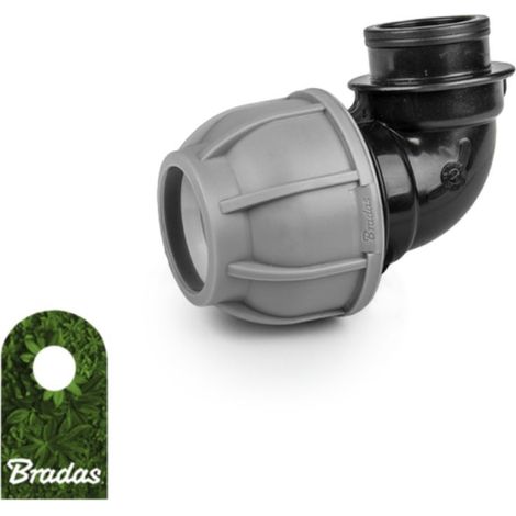 Gomito per tubi in PE da 25 mm a 90° con filettatura interna da 3/4" PN10 7209 (1/3)