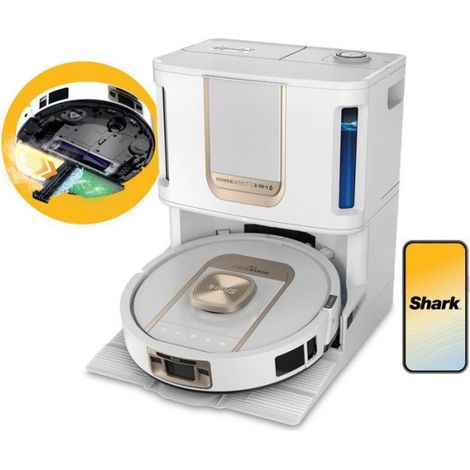 Aspirateur Robot   Laveur - SHARK PowerDetect ThermaCharged AV2900XEEUWH - Base autovidante - Auto-lavage a 85 °C - 650 W (1/5)