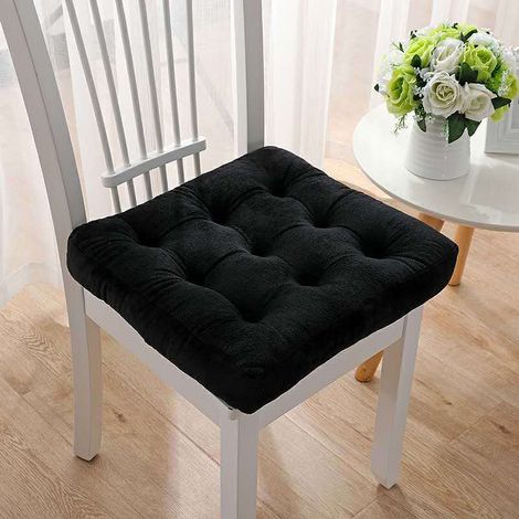 BRAVIX 1 Pc Galette de Chaise, Coussin de Chaise rehausseur en suédine Noir, 43 x 43cm