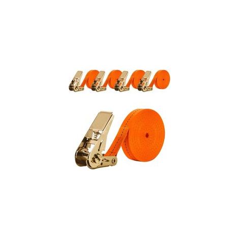 4 Pièces Sangles Darrimage à cliquet 8M de Jeu Sangle a Cliquet Sangle Darrimage avec Tendeur Longueur,Largueur 25 mm Sangles de Serrage,Convient aux Motos,Voitures,Remorques
