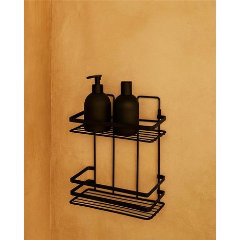 Exagonshop Mensola vasca doccia 2 ripiani in acciaio nero Cover