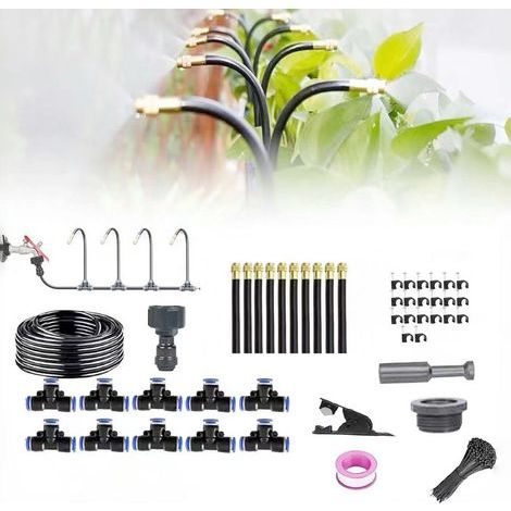 Brumisateur Terrasse Exterieur,Système de Brumisation,Kit d’Irrigation Système de Brumisateur Extérieur 10M avec 10 Direction Réglable Buses,Kit de Tuyau Brumisateur par Brume pour Piscine,Jardin (1/5)